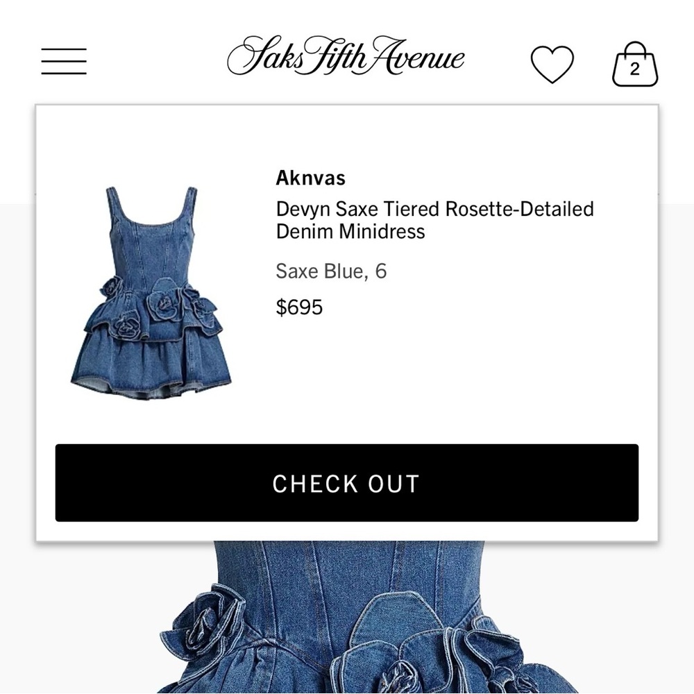 Denim Ruffle Mini Dress - Blue - Picture 7 of 7